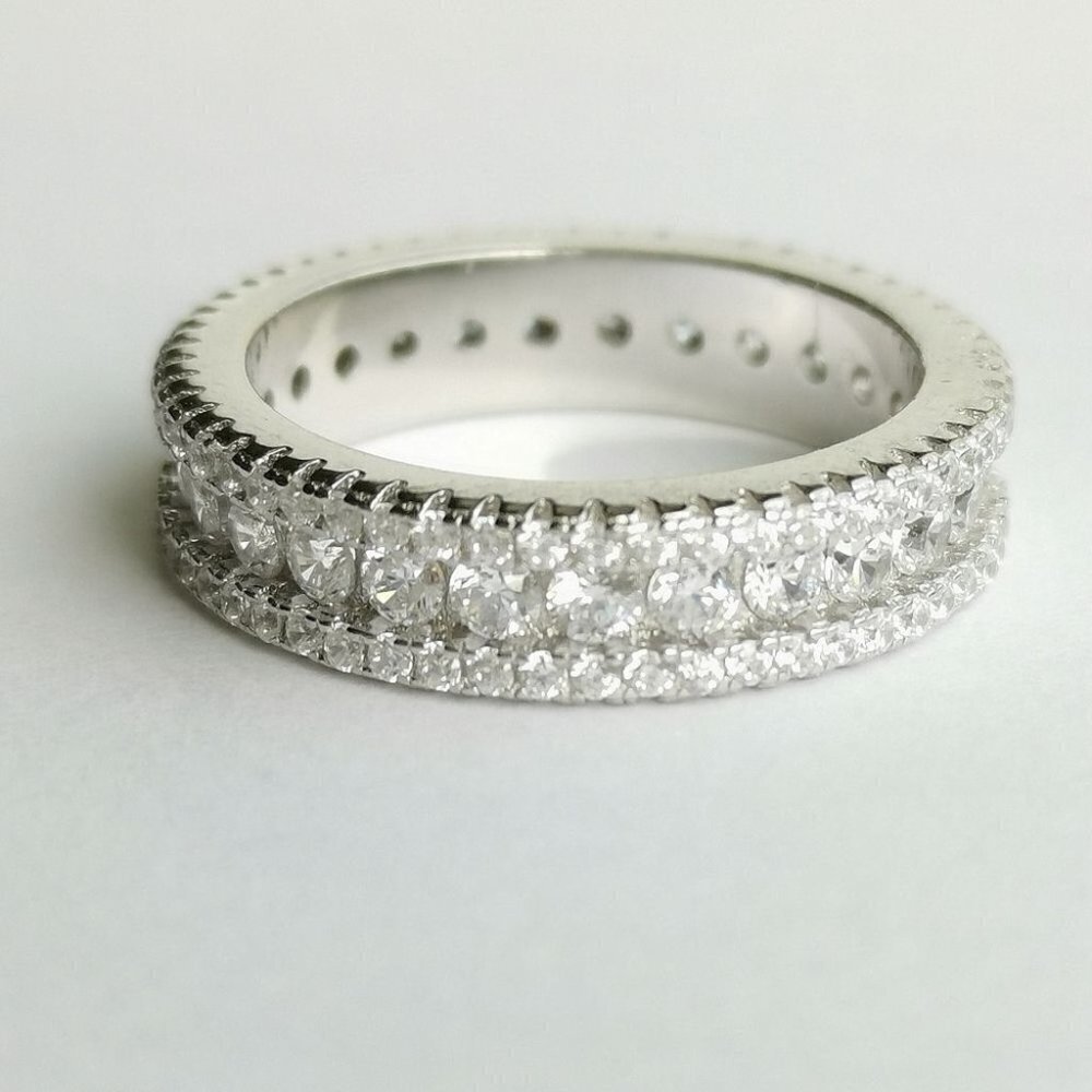 Sterling silver cz eternity band ring size 6 🆕 - Picture 6 of 6